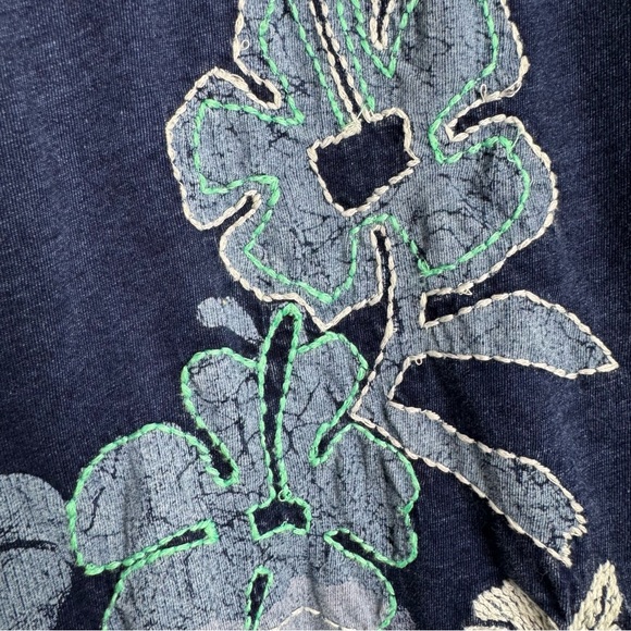 We the Free Denim Blue Floral Embroidered Long Sleeve Oversized Shirt Large - Picture 5 of 9